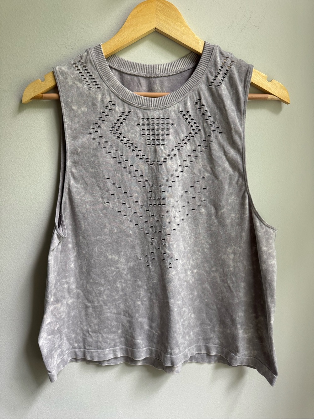 Sage Grey Washed Eyelet Muscle Tee